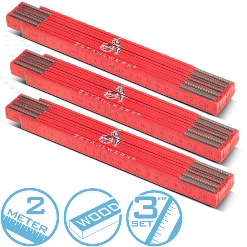 foto del prodotto regolo pieghevole 1. fc k ln edition set di 3 regoli da 2 metri regolo pieghevole - stahlwerk