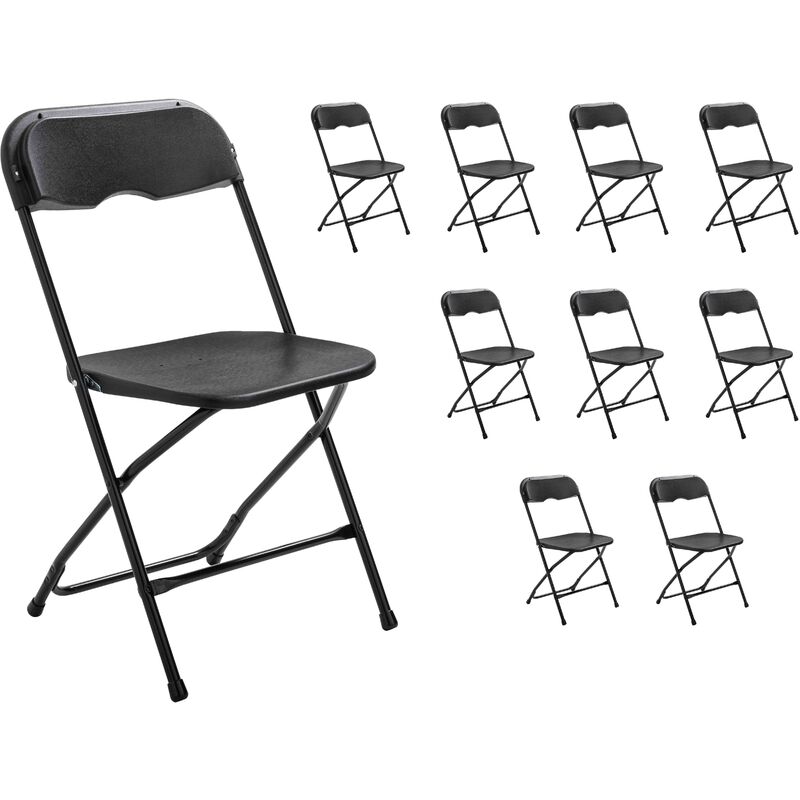 foto del prodotto rekkem set di 10 sedie pieghevoli nere per ricevimenti