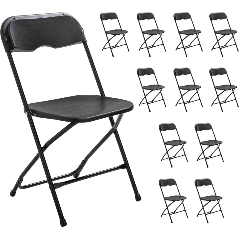 foto del prodotto rekkem - set di 12 sedie pieghevoli nere per ricevimento in giardino