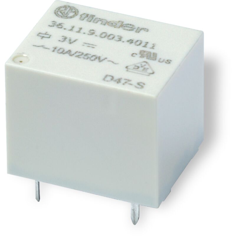 foto del prodotto rel , 12 vdc, spdt, 10 a, foro passante tht , serie 36.11 finder 36.11.9.012.4011