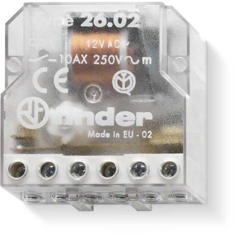 foto del prodotto relè a impulso incasso finder 26.02.8.012.0000 2 na 12 v/ac 10 a 2500 va 1 pz.