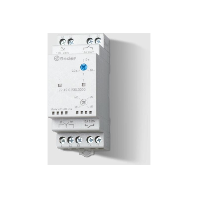 foto del prodotto rel di controllo per alternanza carichi, 2 no, 12 a, alimentazione ac dc 230 v finder 724202300000