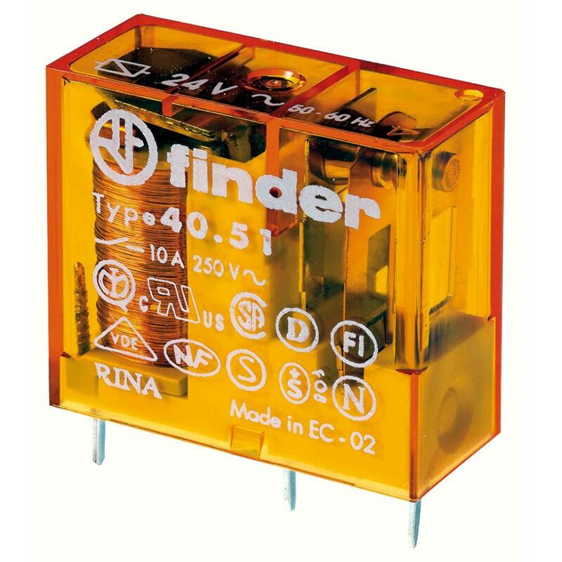 foto del prodotto relè di potenza, 12 vdc, spdt, 10 a, foro passante (tht), serie 40.51 finder