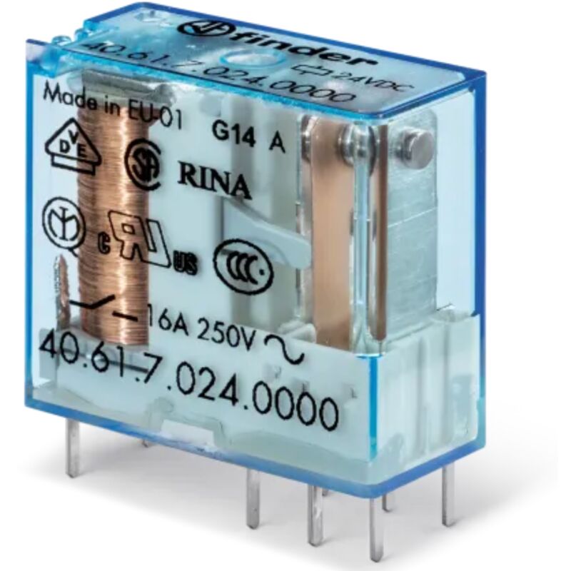 foto del prodotto relè di potenza, 24 vdc, spst-no, 16 a, foro passante tht , serie 40.61 - finder 40.61.9.024.4300