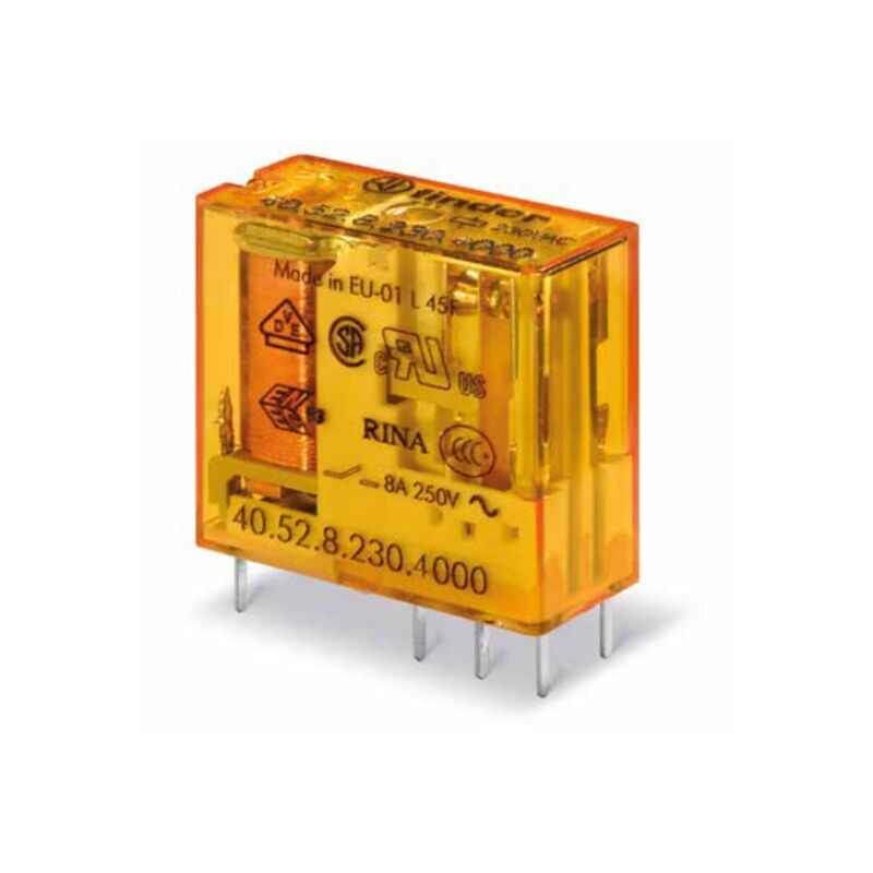foto del prodotto relè di potenza, 48 vac, dpdt, 8 a, foro passante (tht), serie 40.52 finder 40.52.8.048.0000