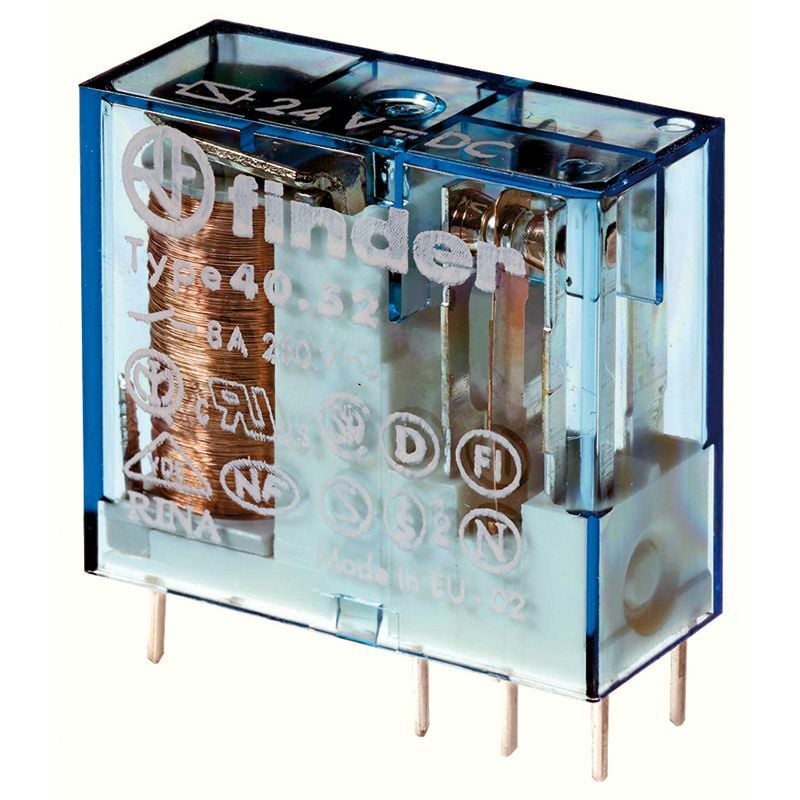 foto del prodotto relè di potenza, 6 vdc, dpdt, 8 a, foro passante tht , serie 40.52 finder