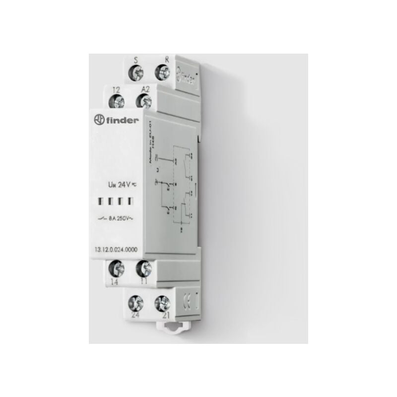 foto del prodotto rel elettronico bistabile con comando di reset 8 a, 24 v ac dc, 1 scambio e 1 no finder 131200240000