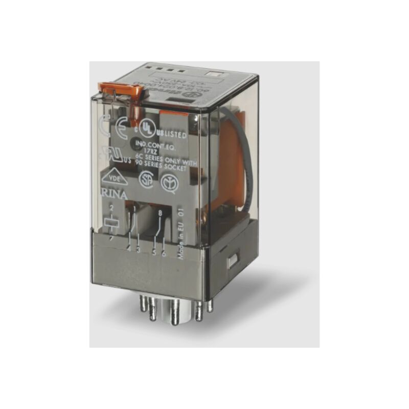 foto del prodotto rel industriale 2 contatti scambio, 10 a, bobina ac 12 v octal finder 601280120040