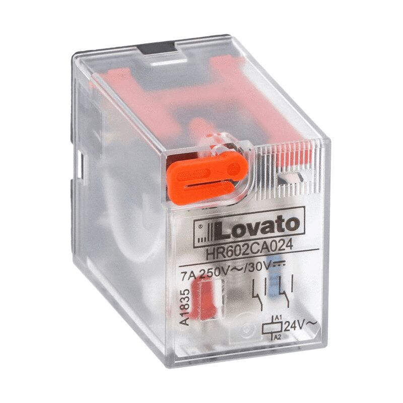 foto del prodotto rel industriale lovato 7a 2 scambi 24vac led hr602ca024