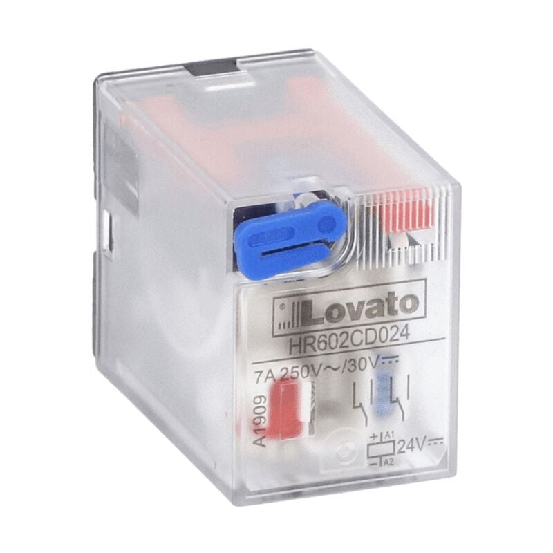 foto del prodotto rel industriale lovato 7a 2 scambi 24vdc led hr602cd024