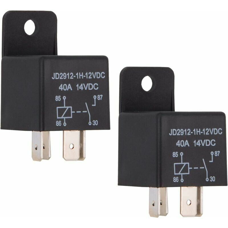 foto del prodotto rel per auto a 4 pin 40 amp spst 12 v, modello n. jd2912 1h 12vdc 40 a 14 v cc, commutatori e avviatori automatici, confezione da 2