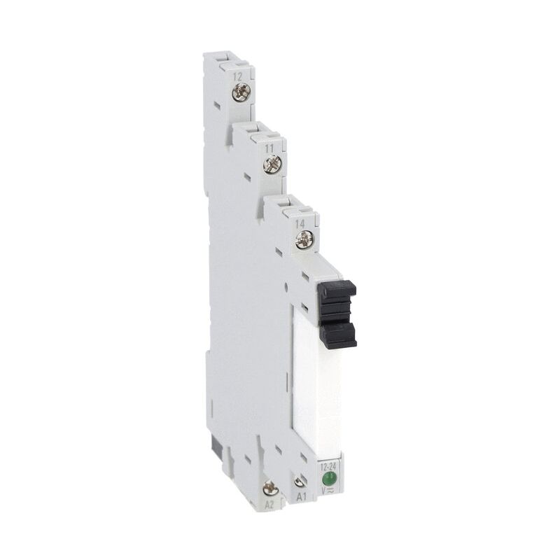 foto del prodotto rel slim con zoccolo lovato 1 scambio 6a 24v hra101ce024