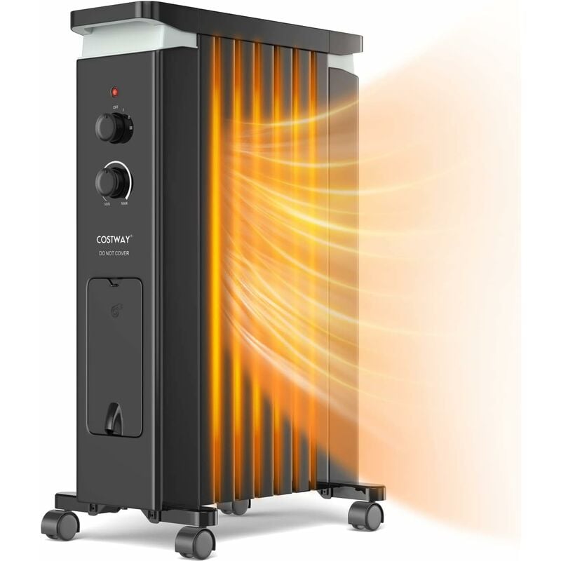 foto del prodotto relax4life 1500w radiatore ad olio basso consumo con termostato e 3 impostazioni di calore,funzione di umidificazione, portasciugamano, contro