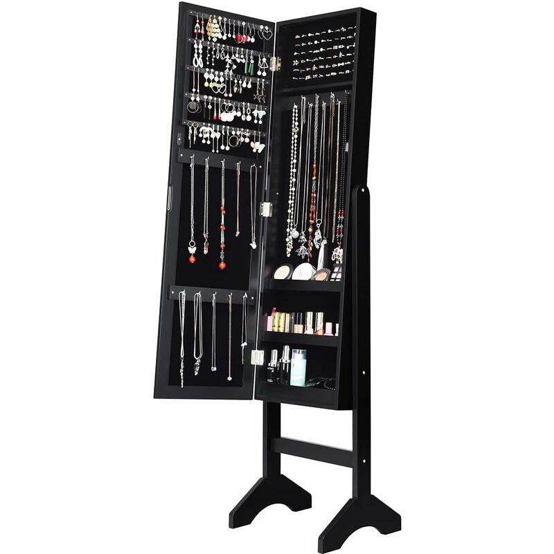 foto del prodotto relax4life 2 in 1 armadietto per gioielli con specchio figura intera, organizzatore per gioielli da terra per camera da letto, salotto e entrata,