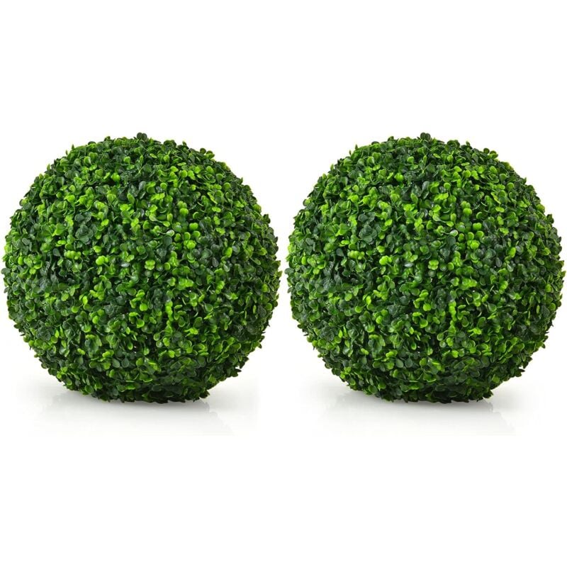 foto del prodotto relax4life 2 x palline di bosso 40 cm, palline di bosso artificiale, palline di bosso con fitto fogliame in pe, piante artificiali decorative per