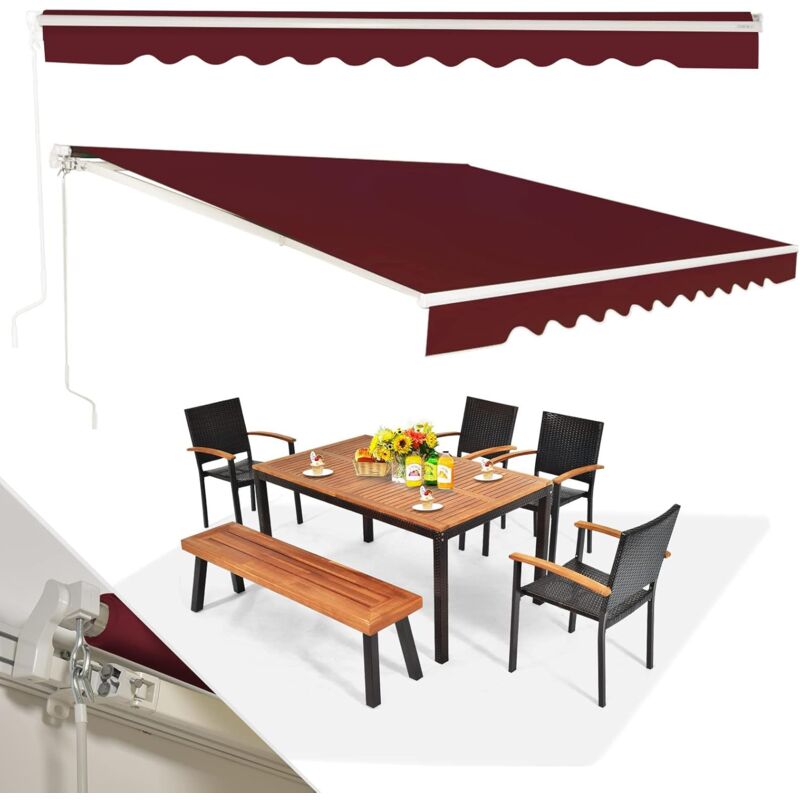 foto del prodotto relax4life 300 x 250 cm tenda da sole per esterno avvolgibile, tenda da esterno a bracci estensibili con manovella manuale, angolazione regolabile