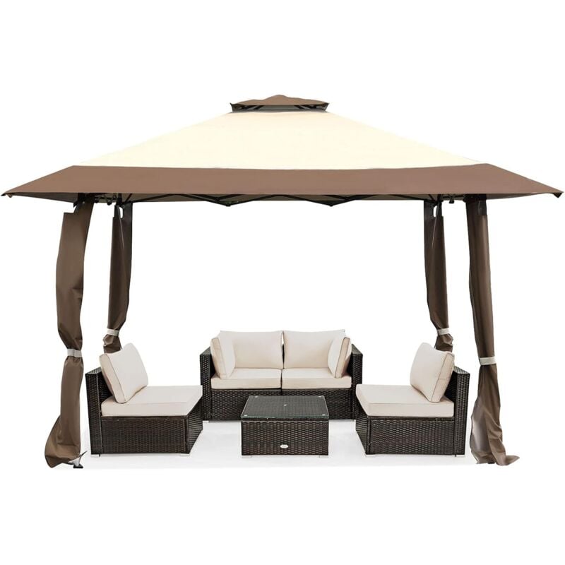 foto del prodotto relax4life 3x3m tenda gazebo da giardino con doppio tetto ventilato, struttura in acciaio, regolabile in altezza, adatta per festa e picnic