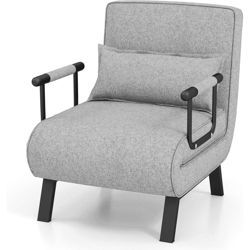 foto del prodotto relax4life 4 in 1 poltrona letto singolo, poltroncina pieghevole con schienale regolabile in 6 posizioni, poltrona reclinabile con cuscino e