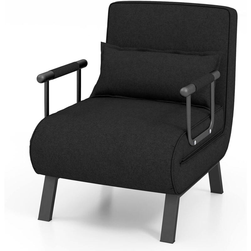 foto del prodotto relax4life 4 in 1 poltrona letto singolo, poltroncina pieghevole con schienale regolabile in 6 posizioni, poltrona reclinabile con cuscino e