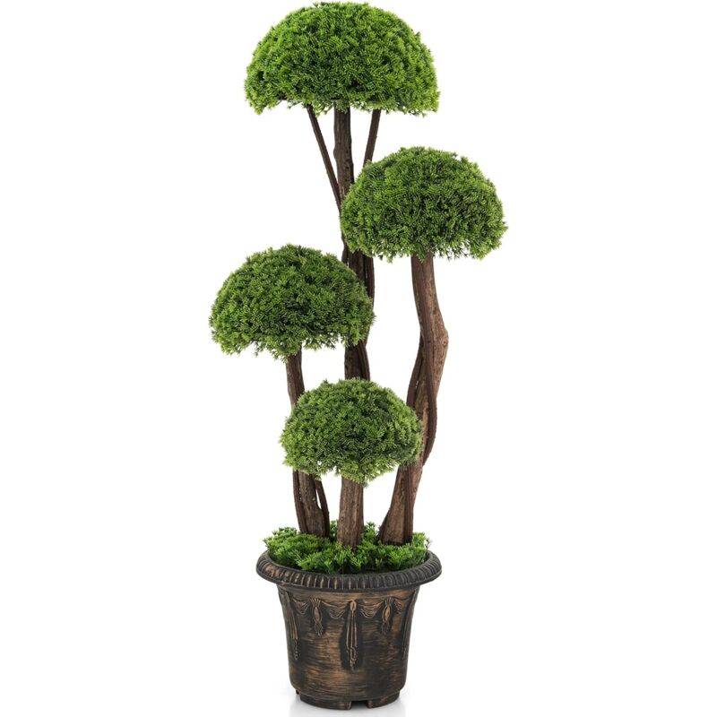 foto del prodotto relax4life albero artificiale con vaso 90cm, pianta artificiale realistica con tronco in rattan, pianta decorativa per casa, ingresso e ufficio
