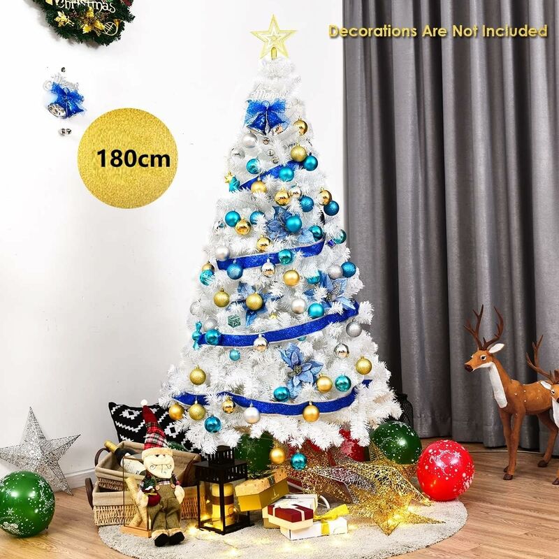 foto del prodotto relax4life albero di natale artificiale bianco 150 180 210 240 cm diviso in segmenti con effetto realistico con base stabile, albero decorativo