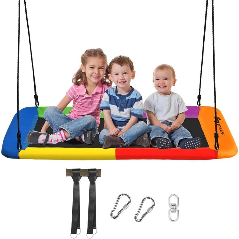 foto del prodotto relax4life altalena da giardino per bambini, altalena rettangolare 150x80 cm, altezza e inclinazione regolabile, altalena bimbi per esterno e interno