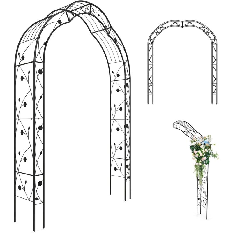 foto del prodotto relax4life arco da giardino 250cm, arco con pergola e spalliera per rose rampicanti, sostegno in mettallo, decorazione giardino, arco a traliccio