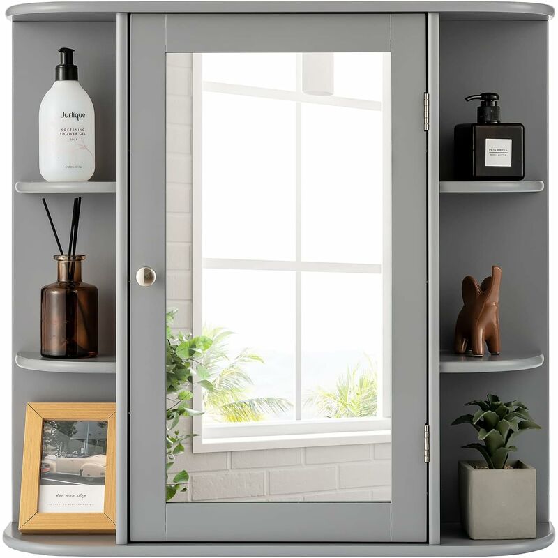 foto del prodotto relax4life armadietto da bagno con specchio, mobiletto a parete con ampio spazio di archiviazione, mobile a specchio pensile con struttura stabile