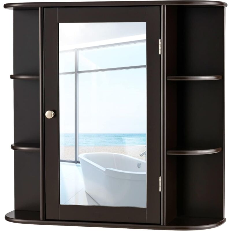 foto del prodotto relax4life armadietto da bagno con specchio, mobiletto a parete con ampio spazio di archiviazione, mobile a specchio pensile con struttura stabile