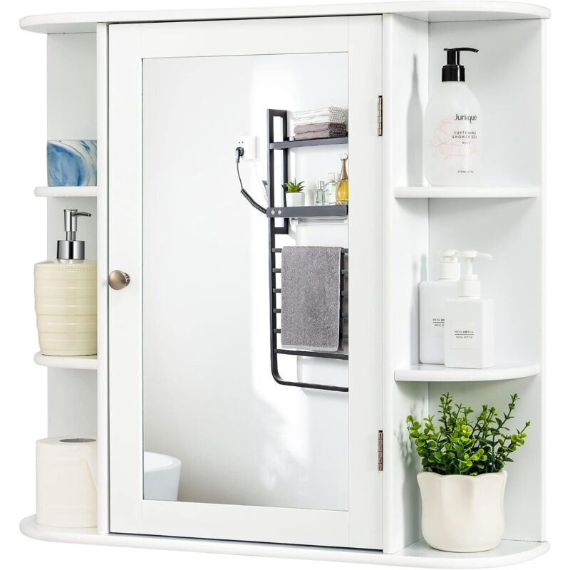 foto del prodotto relax4life armadietto da bagno con specchio, mobiletto a parete con ampio spazio di archiviazione, mobile a specchio pensile con struttura stabile