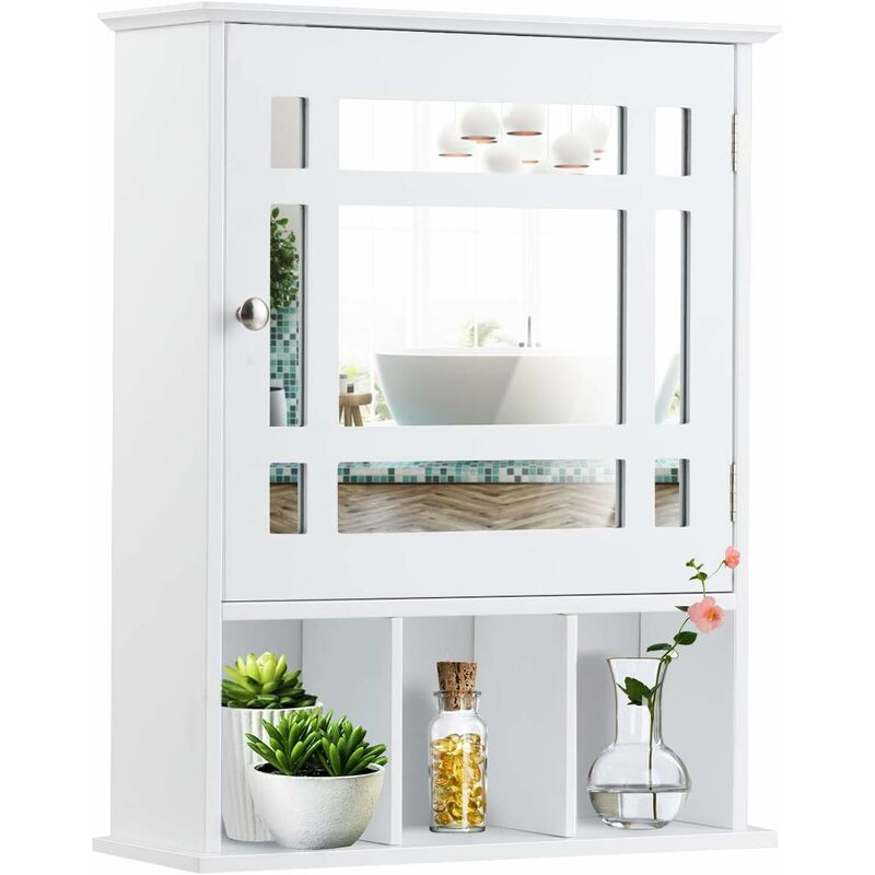 foto del prodotto relax4life armadio a specchio, mobiletto sospeso da bagno, specchiera a parete, armadietto in legno, ideale per bagno, balcone, 90 x 11 x 65cm