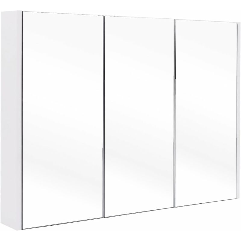 foto del prodotto relax4life armadio a specchio, mobiletto sospeso da bagno, specchiera a parete, armadietto in legno, ideale per bagno, balcone, 90 x 11 x 65cm,