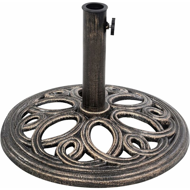 foto del prodotto relax4life base per ombrellone con diametro 38 48 mm, base rotonda per ombrellone con manico regolabile, base di supporto in ferro battuto per