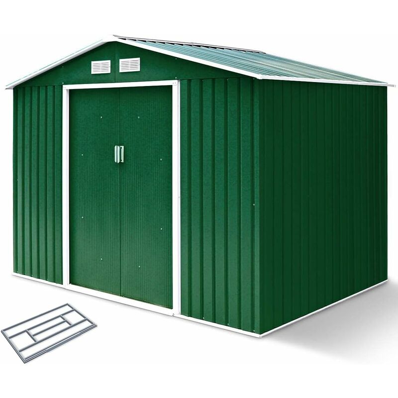 foto del prodotto relax4life casetta da giardino con base 213 x 127 x 185 cm, capanno in lamiera dacciaio con tetto inclinato, ripostiglio per attrezzi con porte