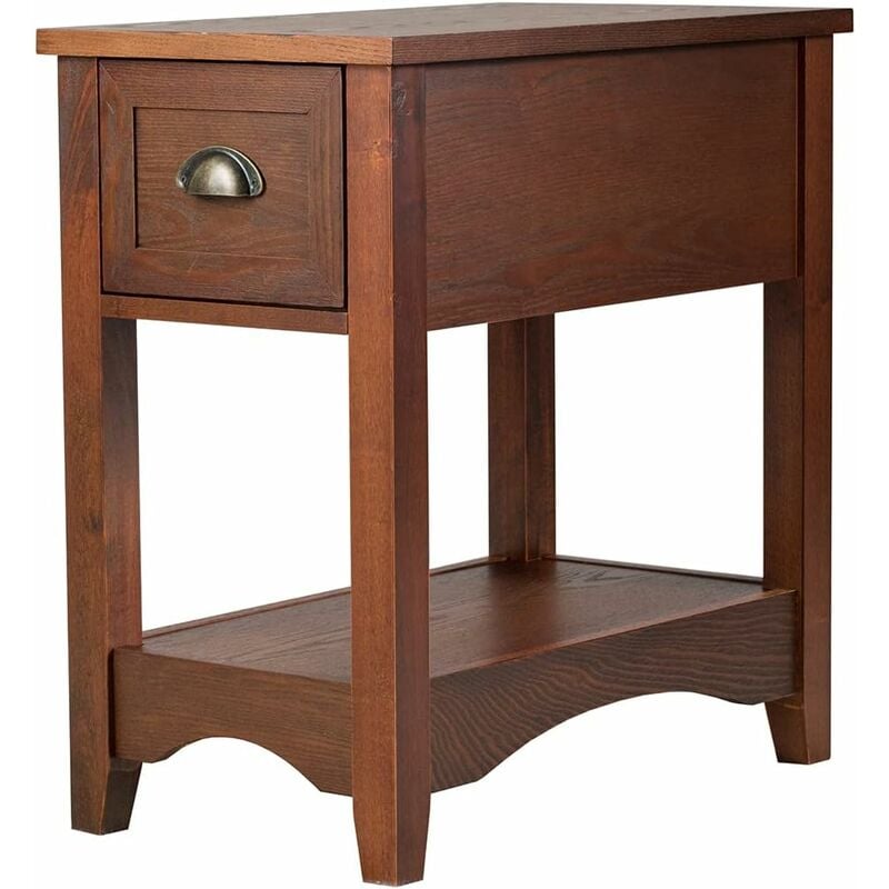 foto del prodotto relax4life comodino camera da letto, comodino con cassetto e ripiano in legno, tavolino da divano, mobiletto portaoggetti per soggiorno 56 x 33 x