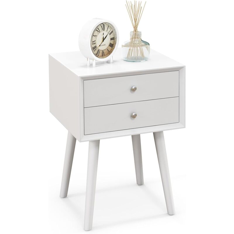 foto del prodotto relax4life comodino camera da letto, comodino piccolo con 2 cassetti, tavolino da divano in legno, mobiletto per soggiorno, 40 x 40 x 59,5 cm