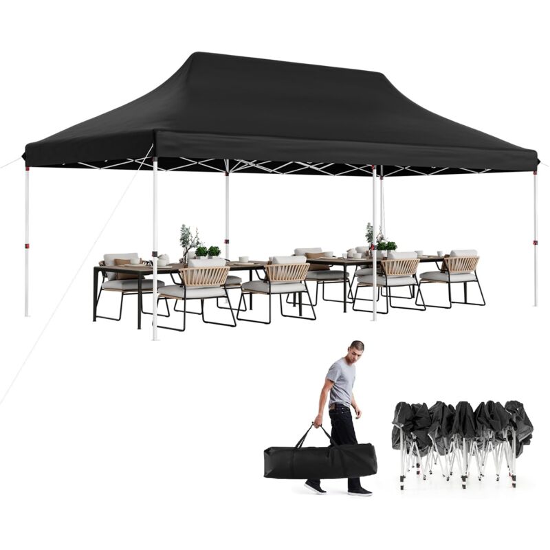 foto del prodotto relax4life gazebo da giardino pieghevole per esterni 3x6m, barnum pieghevole impermeabile, altezza regolabile 296 316 cm, protezione solare, tenda