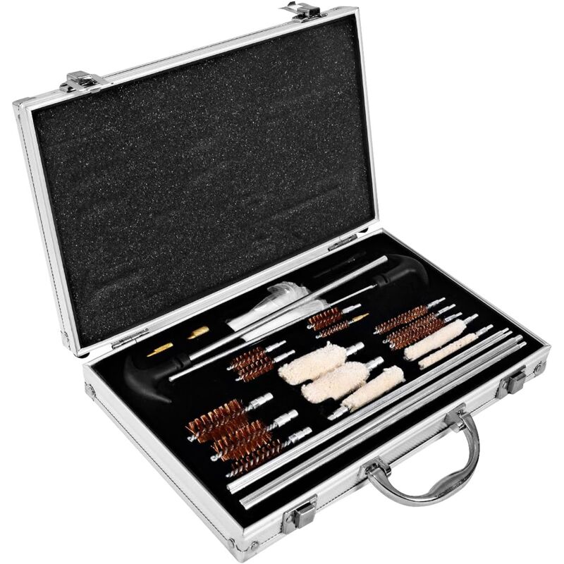 foto del prodotto relax4life kit completo di pulizia per armi da fuoco, set di pulizia universale per fucili, canna, pistola, carabina, valigia con accessori per la