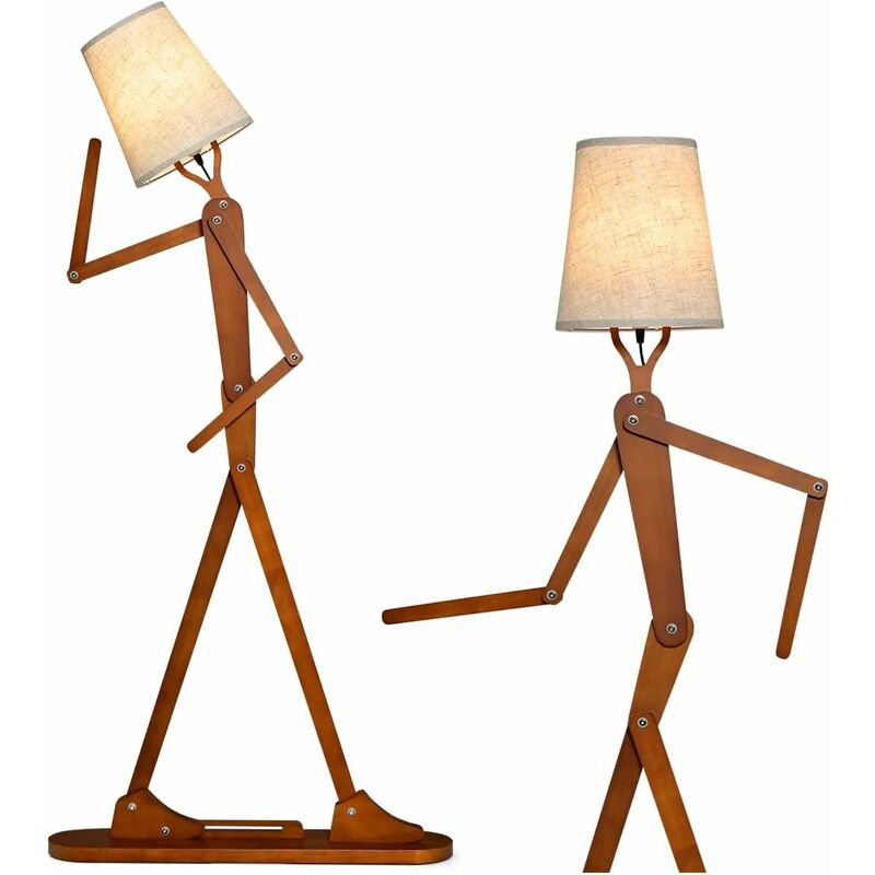 foto del prodotto relax4life lampada da terra 160cm, piantana moderna in legno, controllo a pedale, lampada decorativa per soggiorno camera da letto ufficio hotel
