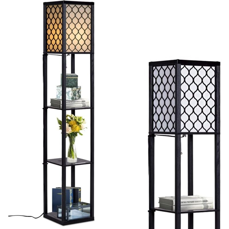 foto del prodotto relax4life lampada da terra con 3 ripiani, illuminazione interna a mensola, lampada verticale angolare risparmia spazio per soggiorno, camera da