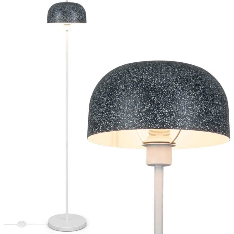 foto del prodotto relax4life lampada da terra con paralume in metallo, attacco e27 e interruttore a pedale, per soggiorno, studio, camera da letto, bianco grigio
