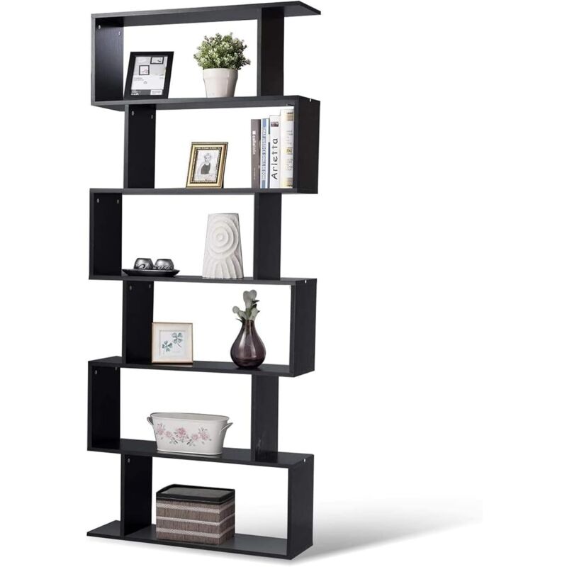 foto del prodotto relax4life libreria in legno, con 6 livelli, a forma di s, fino a 90 kg nero 