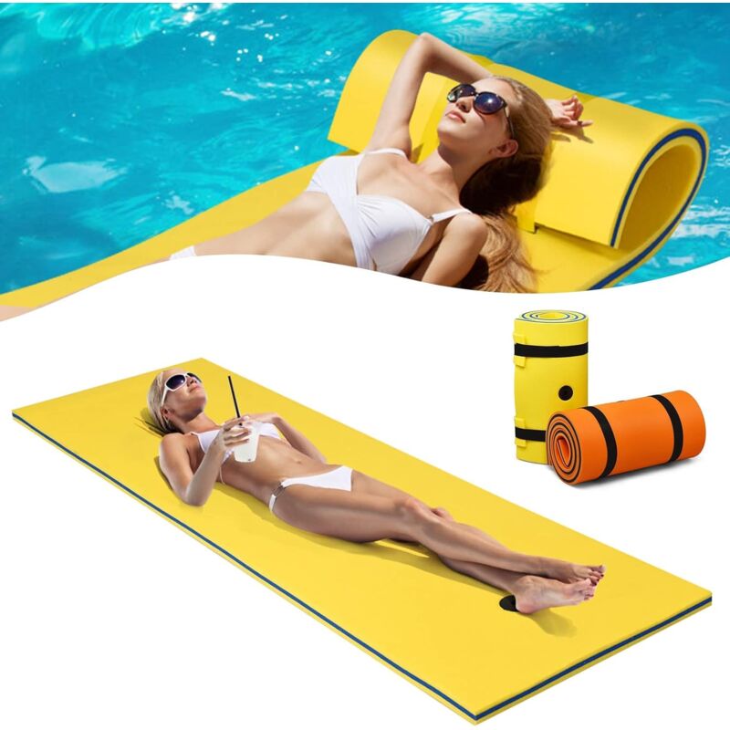 foto del prodotto relax4life materasso galleggiante singolo, stuoia galleggiante in schiuma xpe morbida e liscia, lettino d acqua imbottito prendisole, per mare e