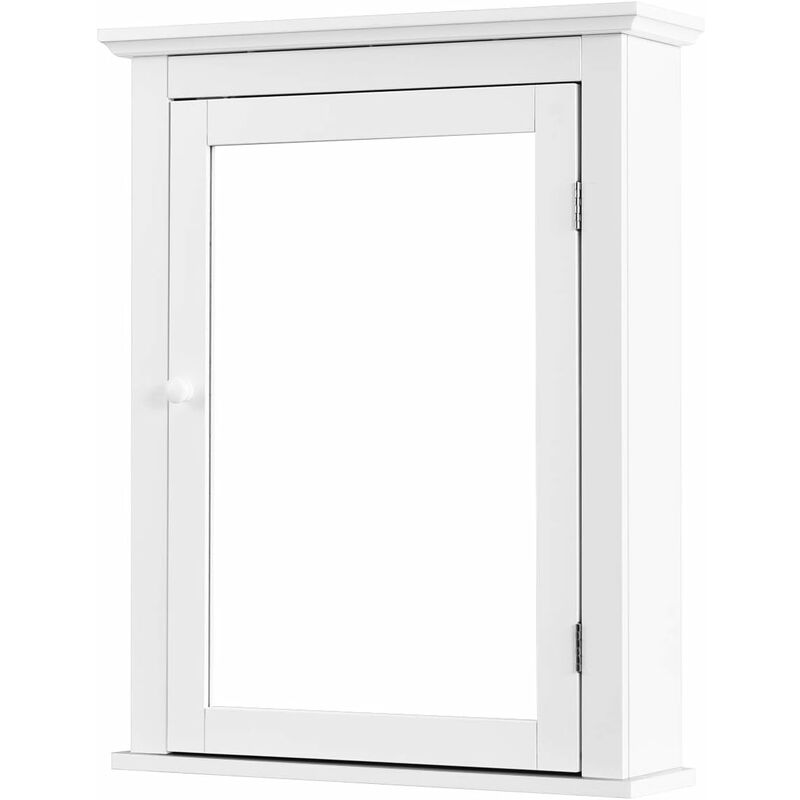 immagine 0 del prodotto relax4life mobiletto pensile da bagno, armadietto a specchio da paretecon 1 anta e 1 ripiano regolabile in 5 posizioni, specchio contenitore multiuso