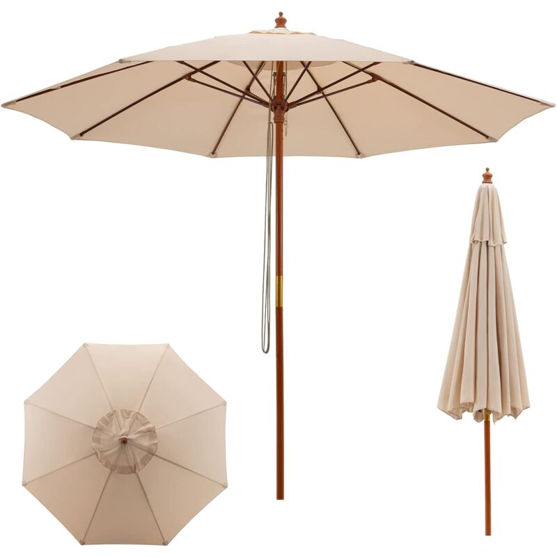foto del prodotto relax4life ombrellone da giardino 283x253,5cm, ombrellone portatile con meccanismo a carrucola, 3 altezza regolabile, 8 costole in fibra di vetro,