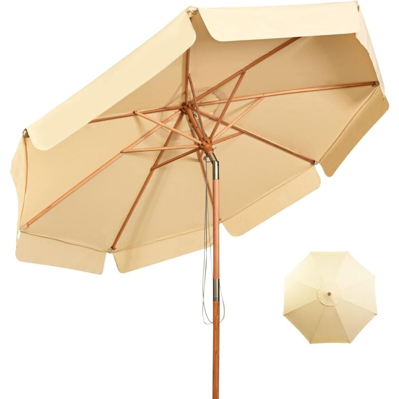 foto del prodotto relax4life ombrellone da giardino 3 x 3 m rotondo, ombrellone da esterno con tela impermeabile e anti sole, struttura in legno, altezza e