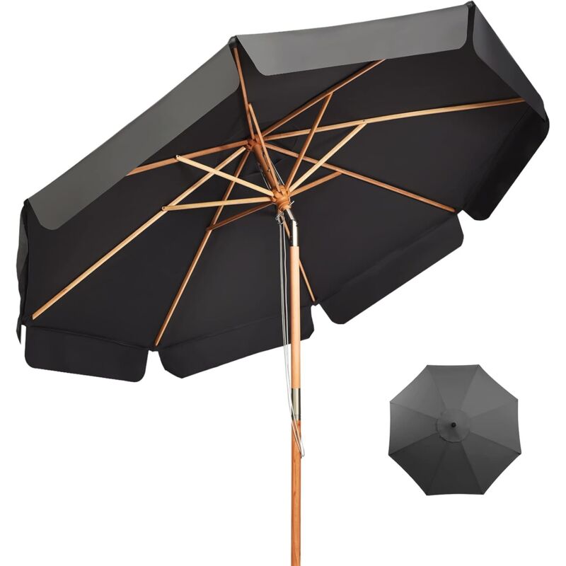 foto del prodotto relax4life ombrellone da giardino 3 x 3 m rotondo, ombrellone da esterno con tela impermeabile e anti sole, struttura in legno, altezza e