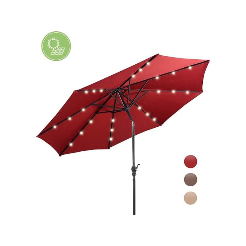 foto del prodotto relax4life ombrellone da giardino 3m con luci led, ombrellone da esterno per protezione solare uv e pioggia, ombrello inclinabile, ombrellone da