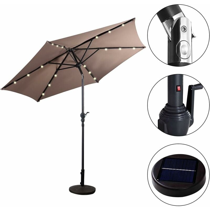 foto del prodotto relax4life ombrellone da giardino con luci led, ombrellone per protezione solare uv e pioggia, ombrello inclinabile, ombrellone da terrazza,