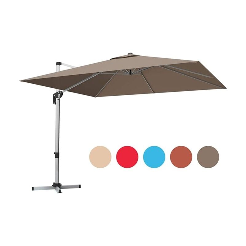 foto del prodotto relax4life ombrellone da giardino quadrato 3 3m, ombrellone da esterno antivento con base incrociata, palo in alluminio, altezza e angoli